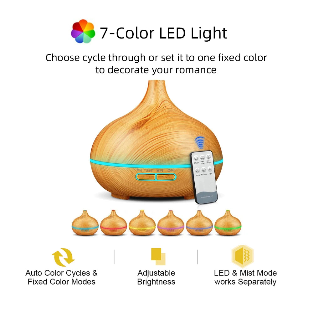 Air Humidifier for Home Electronics cool mist 500ml Essential Oil Diffuser Aromatherapy Machine with 7 colors LED light bedroom