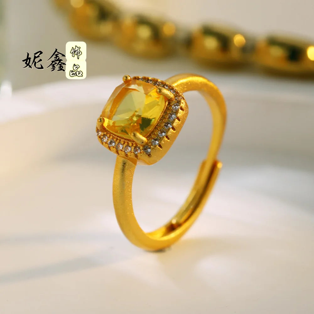 Square Adjustable Ring 24K Gold 999