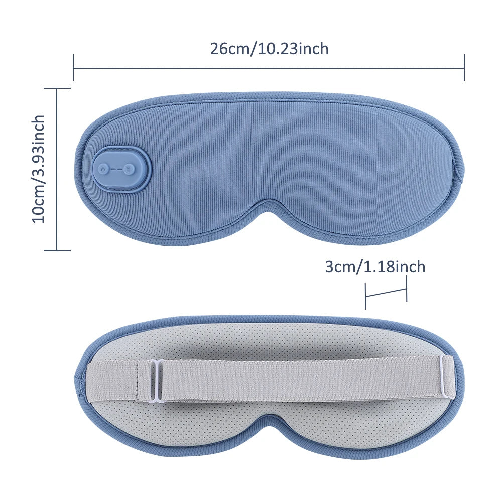 3D Heated Eye Massager Mask with 5 Modes & 3 Speed Levels, Rechargeable Sleep Aid Light Blocking Eye Cover