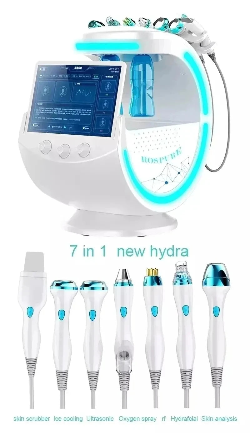 7-in-1 Skin Ultrasonic Rejuvenation Microdermabrasion Hyperbaric Oxygen Facial Machine Deep Facial Care Smart Ice Blue Beauty