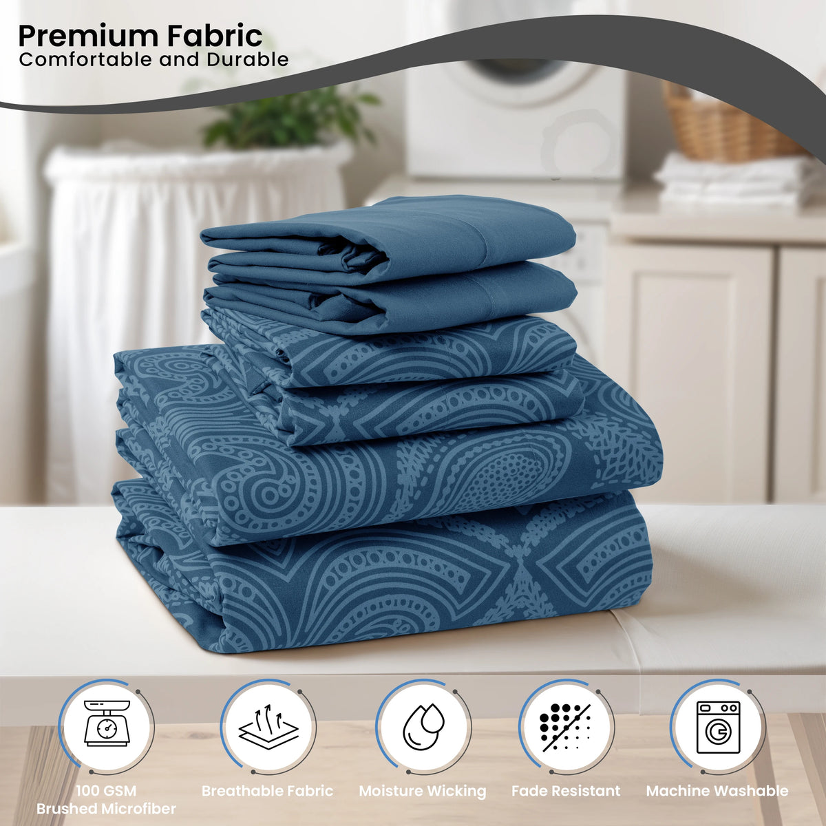 LUX Decor Paisley Microfiber Sheet Set
