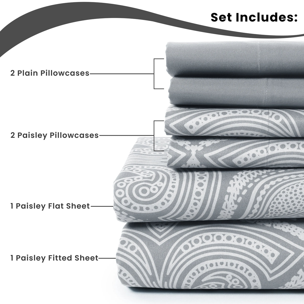 LUX Decor Paisley Microfiber Sheet Set