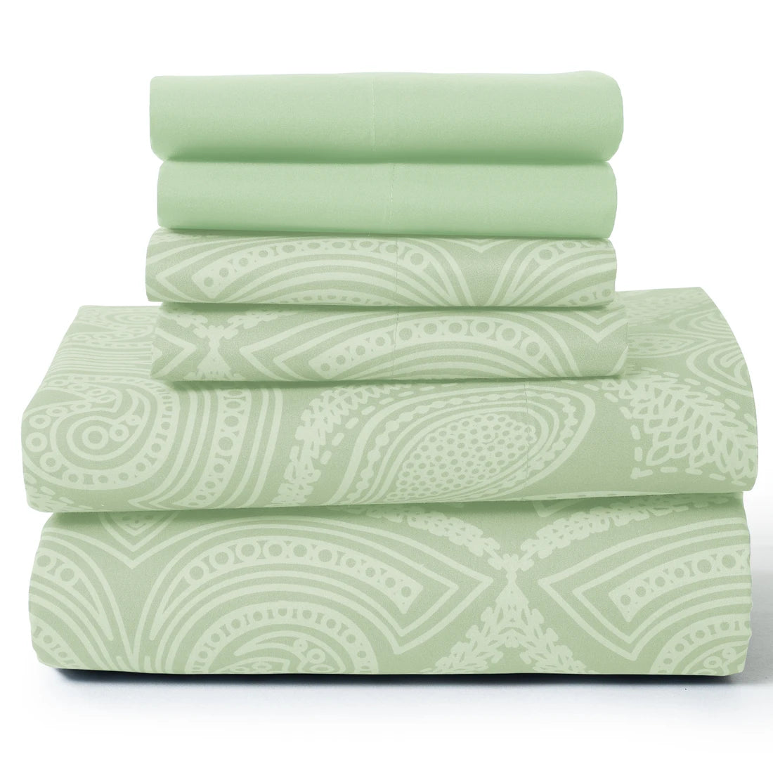 LUX Décor Paisley Sheet Set – 6 Piece Ultra-Soft Microfiber Bed Sheets with Flat Sheet, 16 Inches Deep Pocket Fitted Sheet
