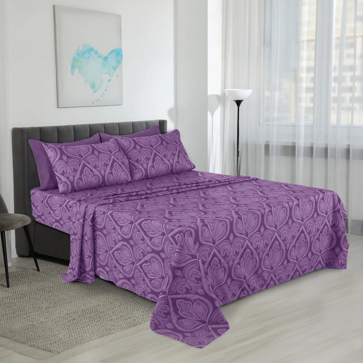 LUX Decor Paisley Microfiber Sheet Set