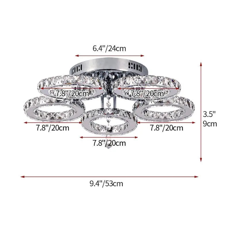 VETRULUS Modern K9 LED Crystal Ceiling Lamp Chandelier Pendant Light