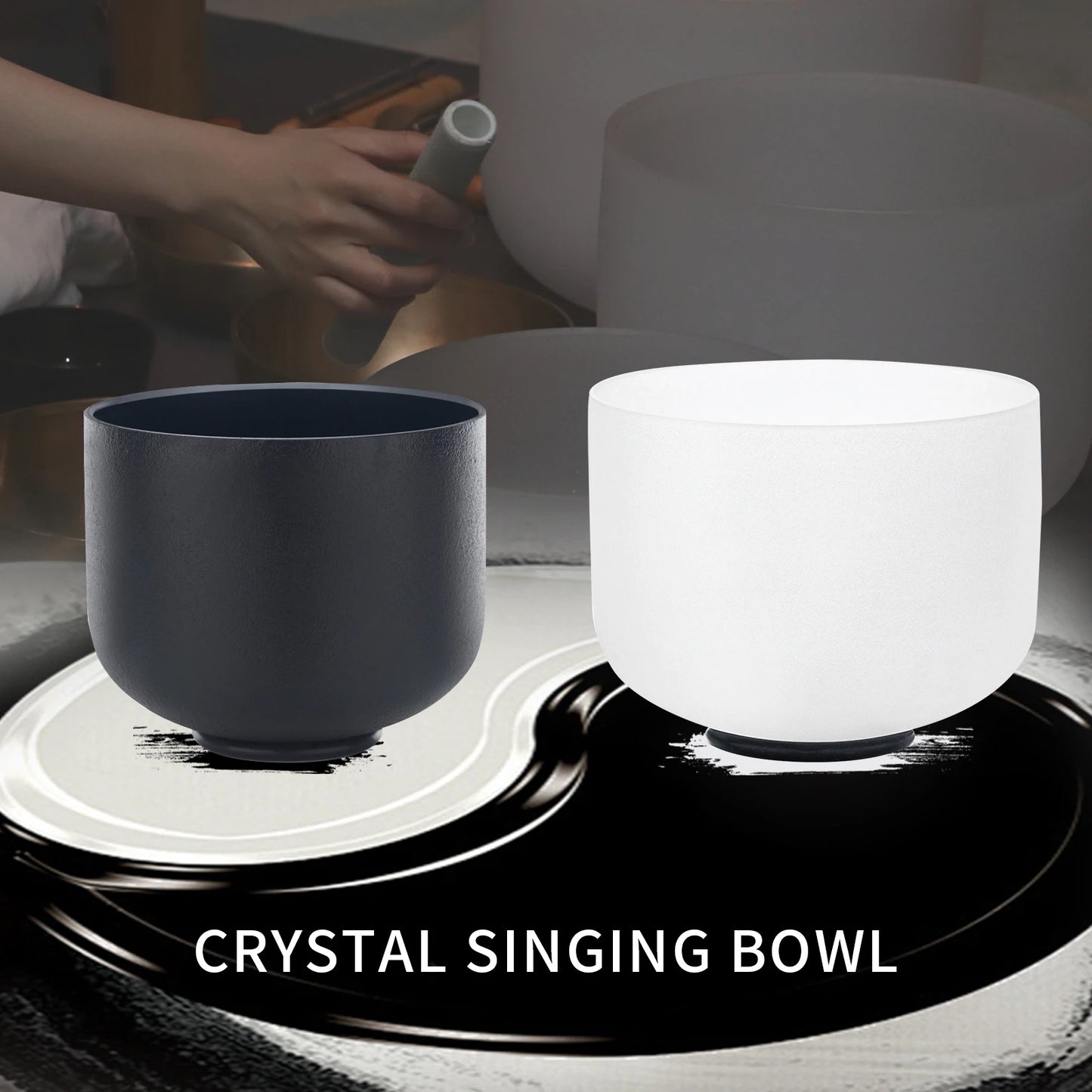 Hye-eun Yin Yang 432 Hz Crystal Singing Bowl Set For Meditation