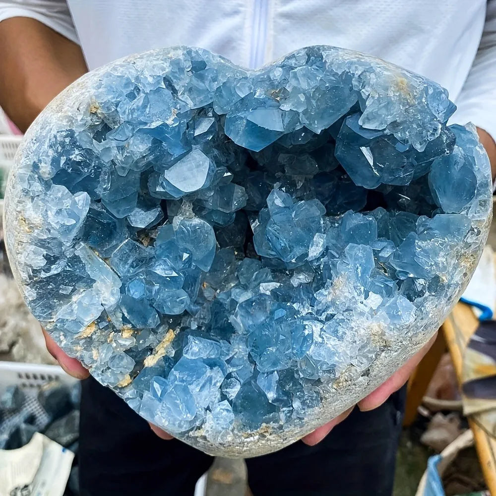 3-4kg Huge Big Celestite Geode Cluster Crystal Stones Piedras  Crystals and Stones Healing Stone  Halloween Decoration