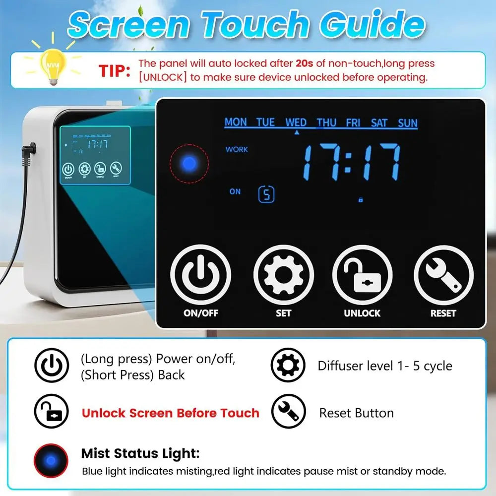 Aromatherapy Scent Diffuser with Smart APP & Touch Sn, 1500 sq.ft Coverage, 250ml Capacity for Large Rooms or Home & Hotel Colle