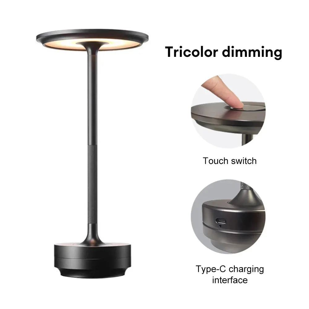 HPH LED Desk Lamp USB Touch Dimming Metal Night Light For Coffee Bar