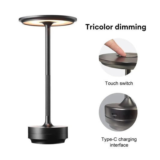 HPH LED Desk Lamp USB Touch Dimming Metal Night Light For Coffee Bar