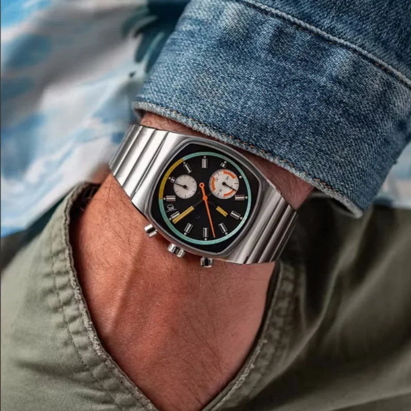 CILOA black square sports watch men's 2025 new brand authentic fashion stainless steel strap quartz watch light luxury gift