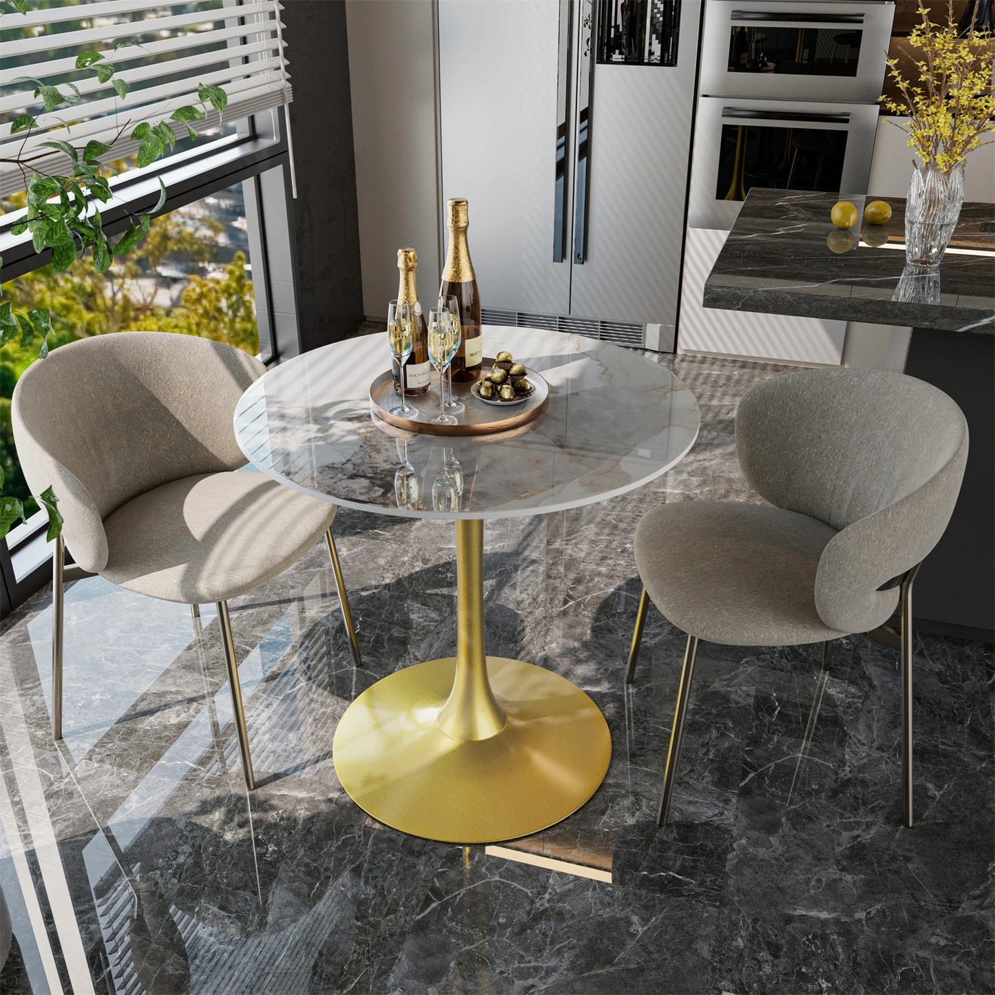 Round Dining Table With Sintered Stone