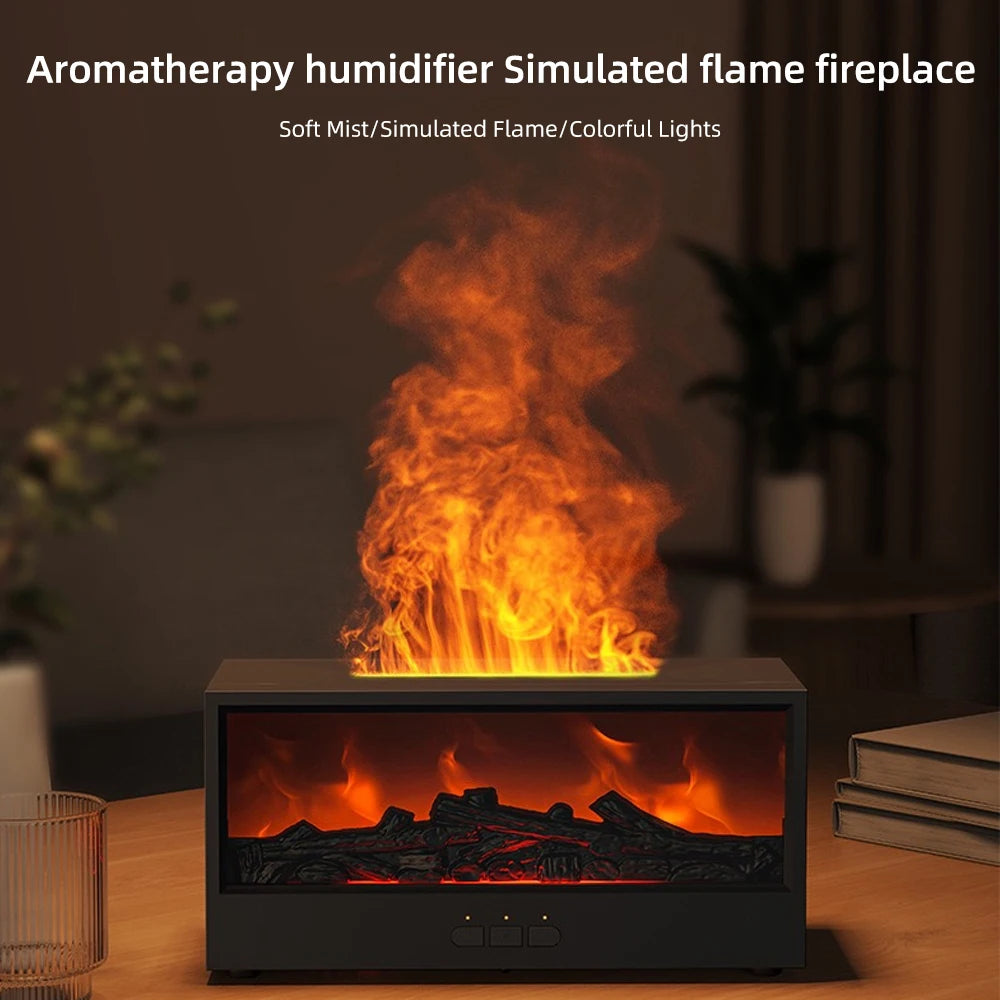 DTCTK Flame Aroma Humidifier – Winter Dry Air Relief & Summer Essential Oil Diffuser with Calming Night Light