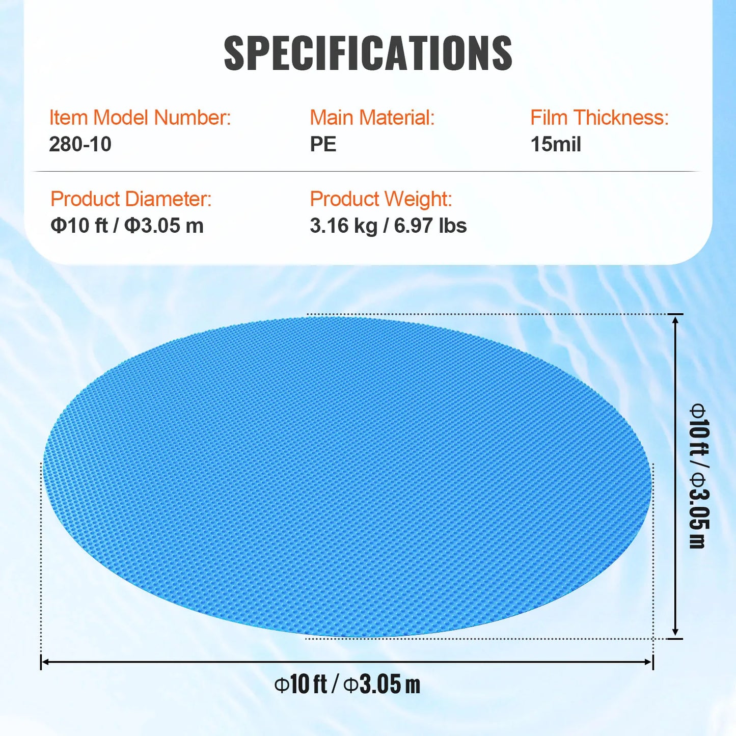 SucceBuy Solar Pool Cover Rectangle Solar Blanket for Pools Inground Above Ground Swimming Pool Solar Cover 12 mil Solar Covers