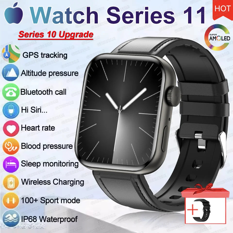 2026 New Original Watch Series 11 Women Smart Watch Bluetooth Call NFC IP68 Waterproof HD AMOLED Screen GPS Track Men Smartwatch