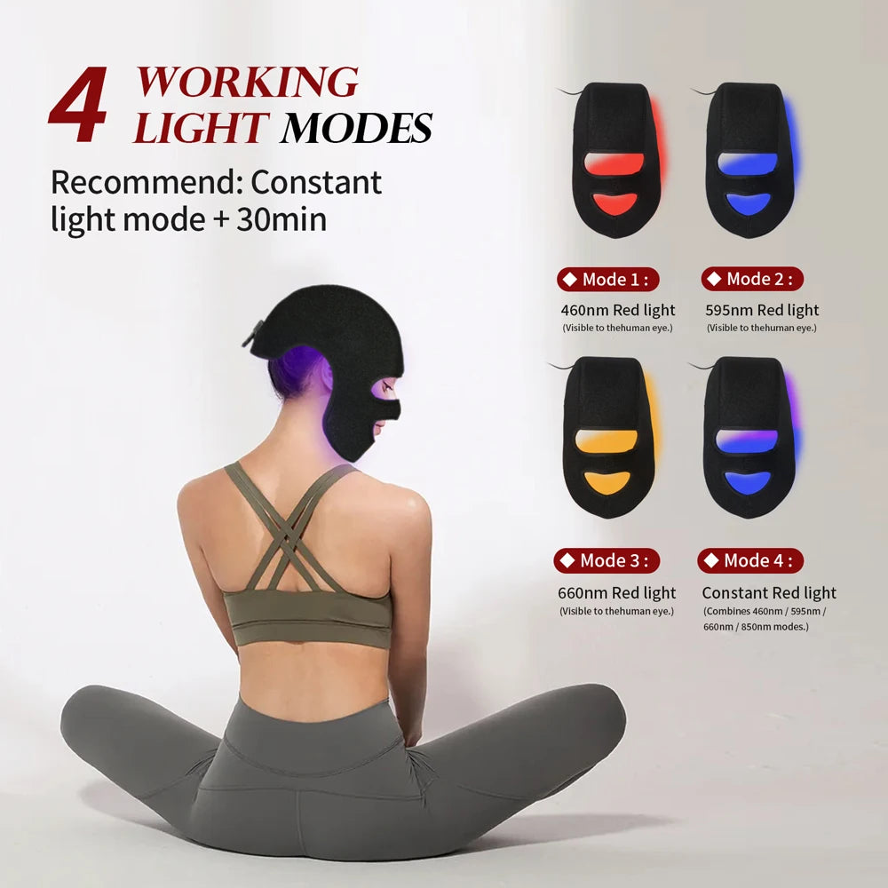 Hair Growth Device LED Face Mask LLLT 4 Colors 660nm 850nm Skin Rejuvenation&Whiten Anti Aging Prevent Hair Loss& Nourish Hair