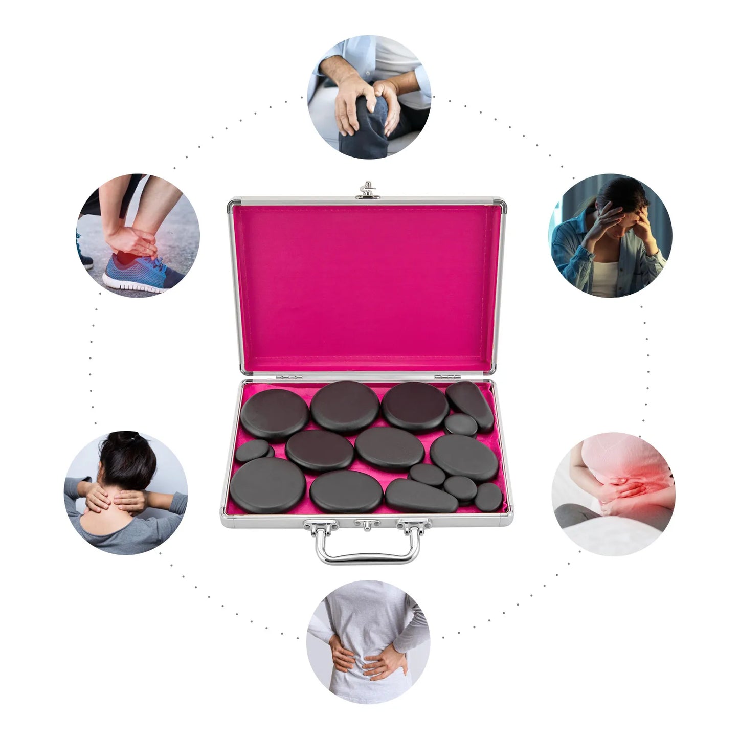 18 Volcanic Rocks Hot Stones Massage Set, 60-70 ℃used Hot Stones Body Massage Set, for Massage, Scraping, Hot Compress