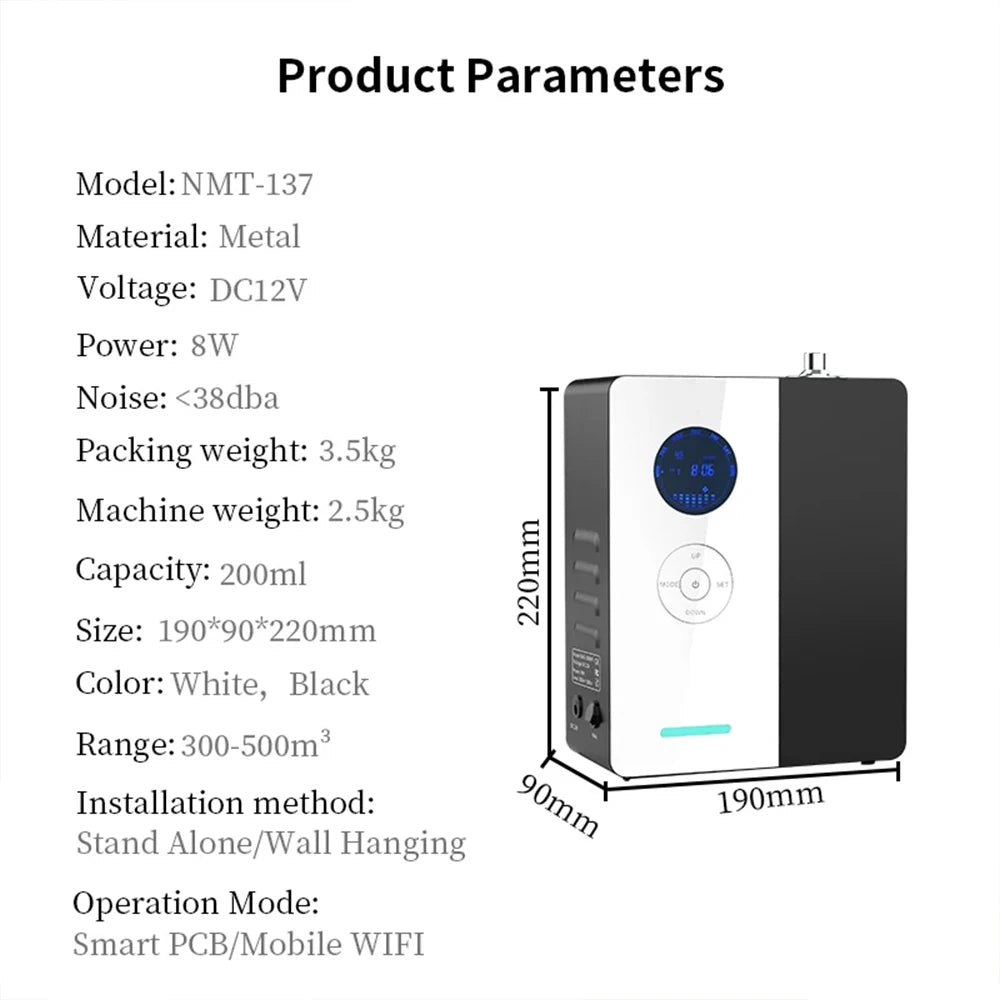 NAMSTE 500m³ Hotel Aroma Essential Oil Diffuser Professional Electric Aroma Diffuser Smart WiFi Control Room Fragrance Diffuser