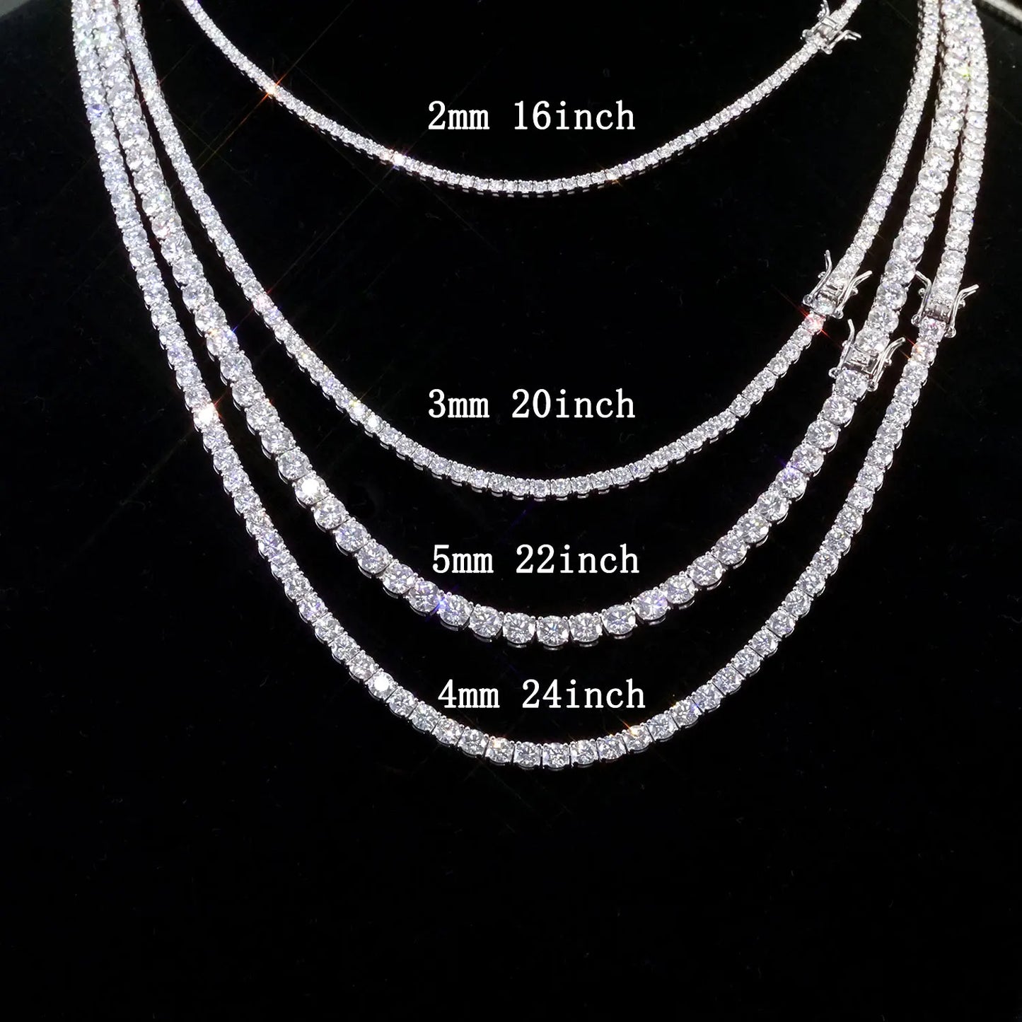 Moissanite Tennis Chain Necklace Silver