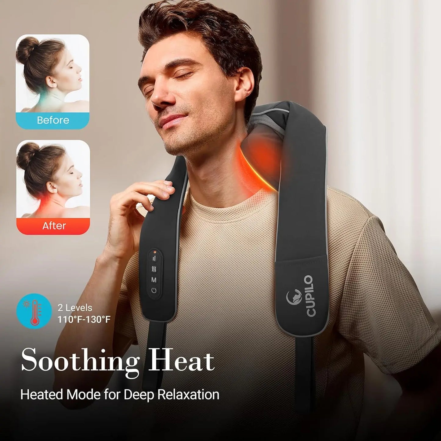 Cordless Neck and Shoulder Massager with Heat, Remote Control, 6D Shiatsu Deep Tissue Pain Relief, Gift for Her