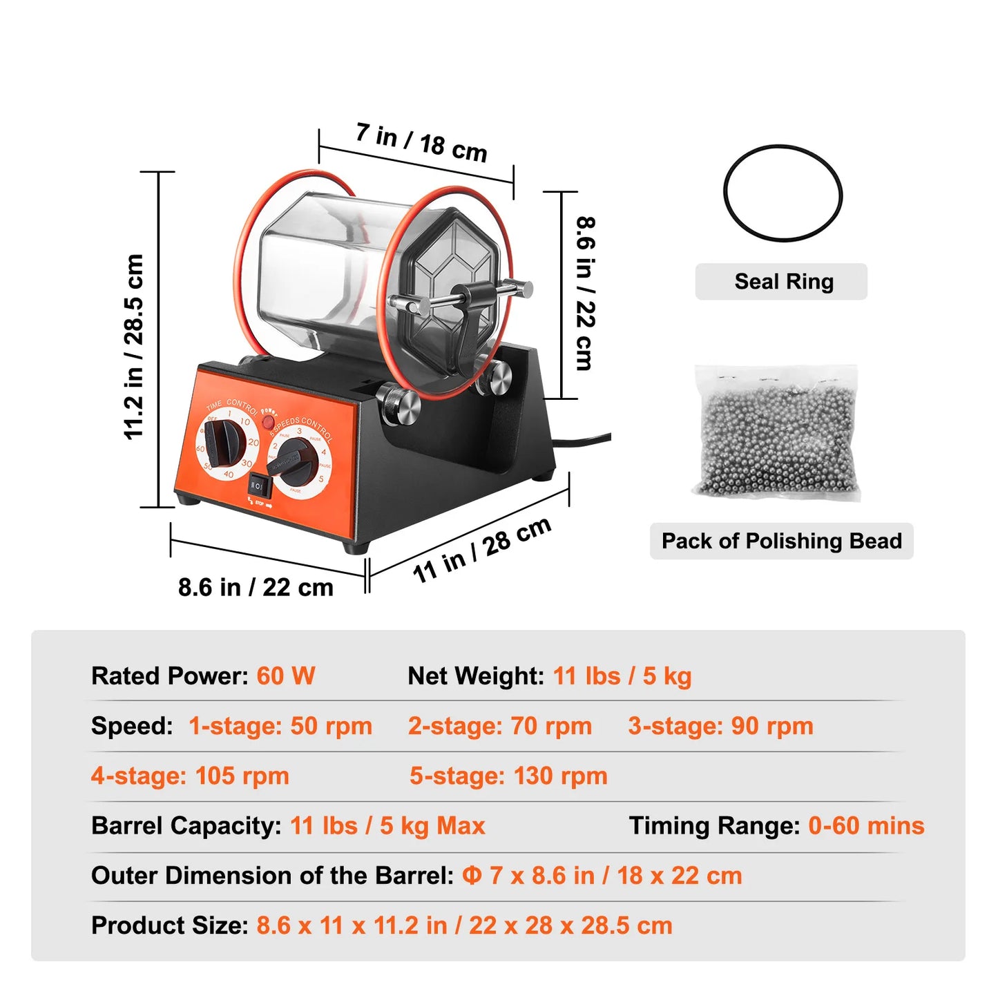 SucceBuy Rotary Tumbler Jewelry Polishing Machine For DIY Gems