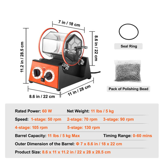 SucceBuy Rotary Tumbler Jewelry Polishing Machine For DIY Gems