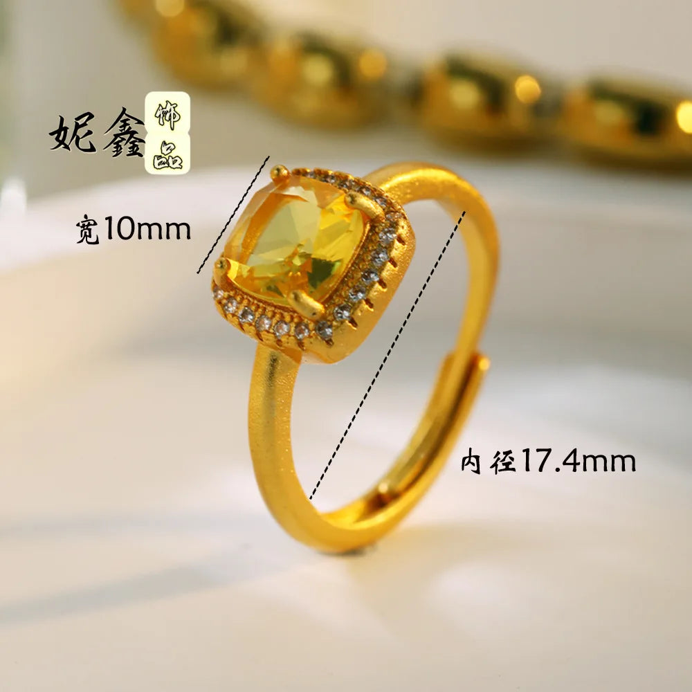 Square Adjustable Ring 24K Gold 999
