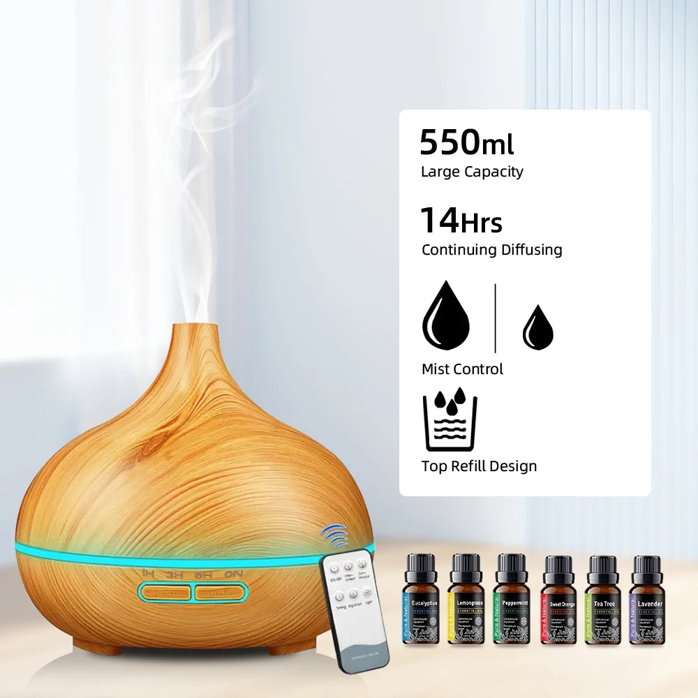 Air Humidifier for Home Electronics cool mist 500ml Essential Oil Diffuser Aromatherapy Machine with 7 colors LED light bedroom