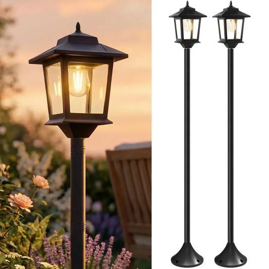 Outdoor Solar Post Lights, 2Pack 63 Dusk to Dawn Solar Lamp Posts, Waterproof Floor Lamps, Warm White Pole Lights for Patio wit