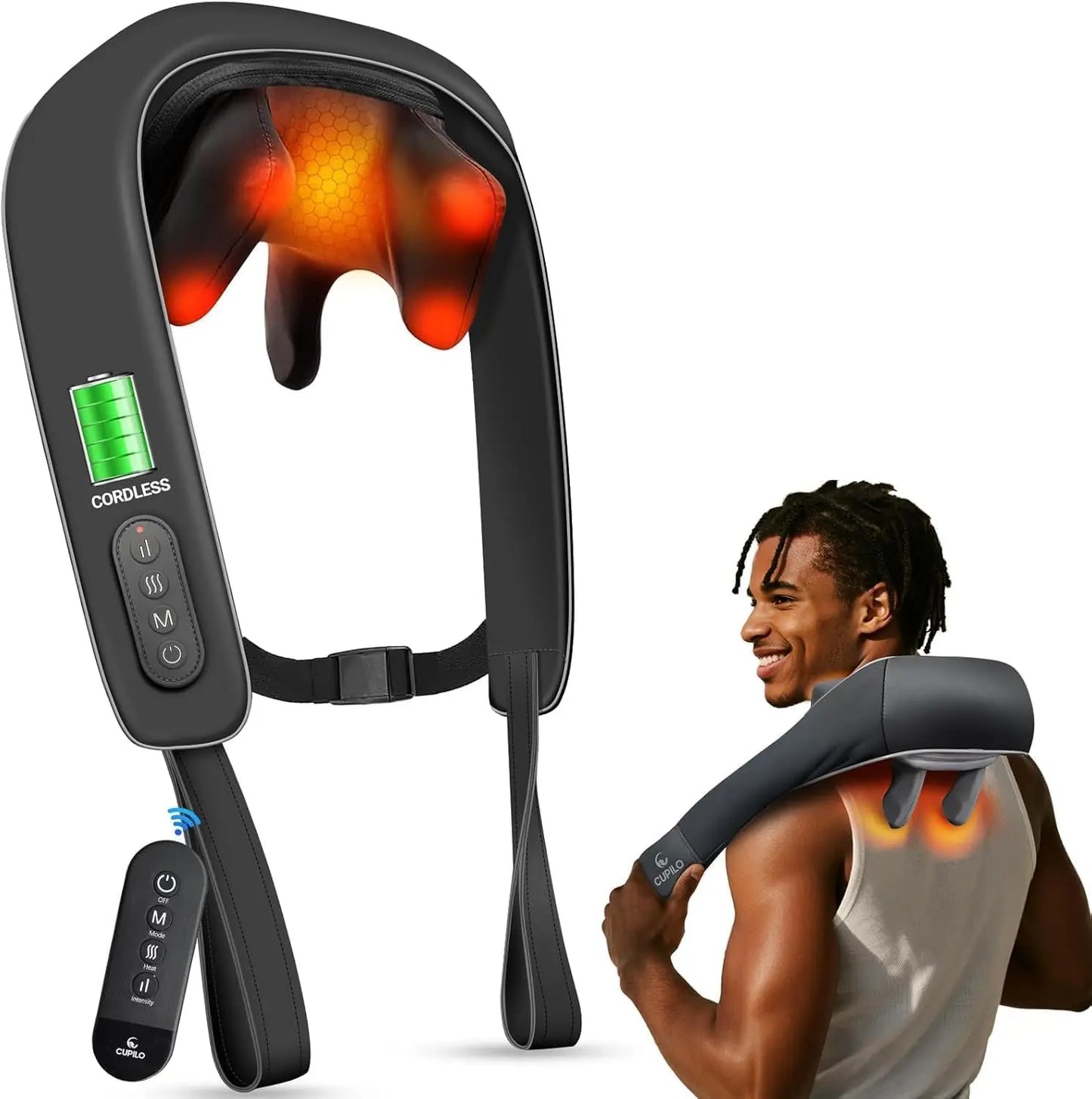 Cordless Neck and Shoulder Massager with Heat, Remote Control, 6D Shiatsu Deep Tissue Pain Relief, Gift for Her