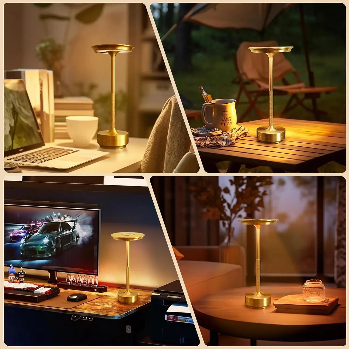 HPH Rechargeable Wireless Table Lamp USB C Touch Desk Light