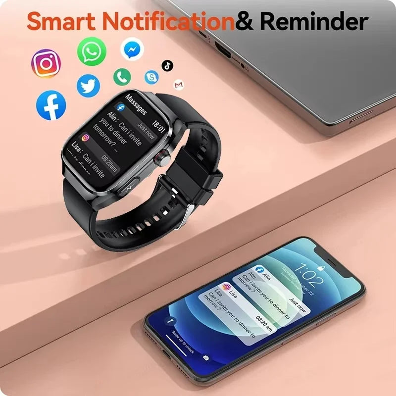 New Nursing Level Blood Pressure Laser Therapy Diagnosis Smart Watch Men Women Clock ECG+PPG Uric Acid Lipid Heart Rate Watches