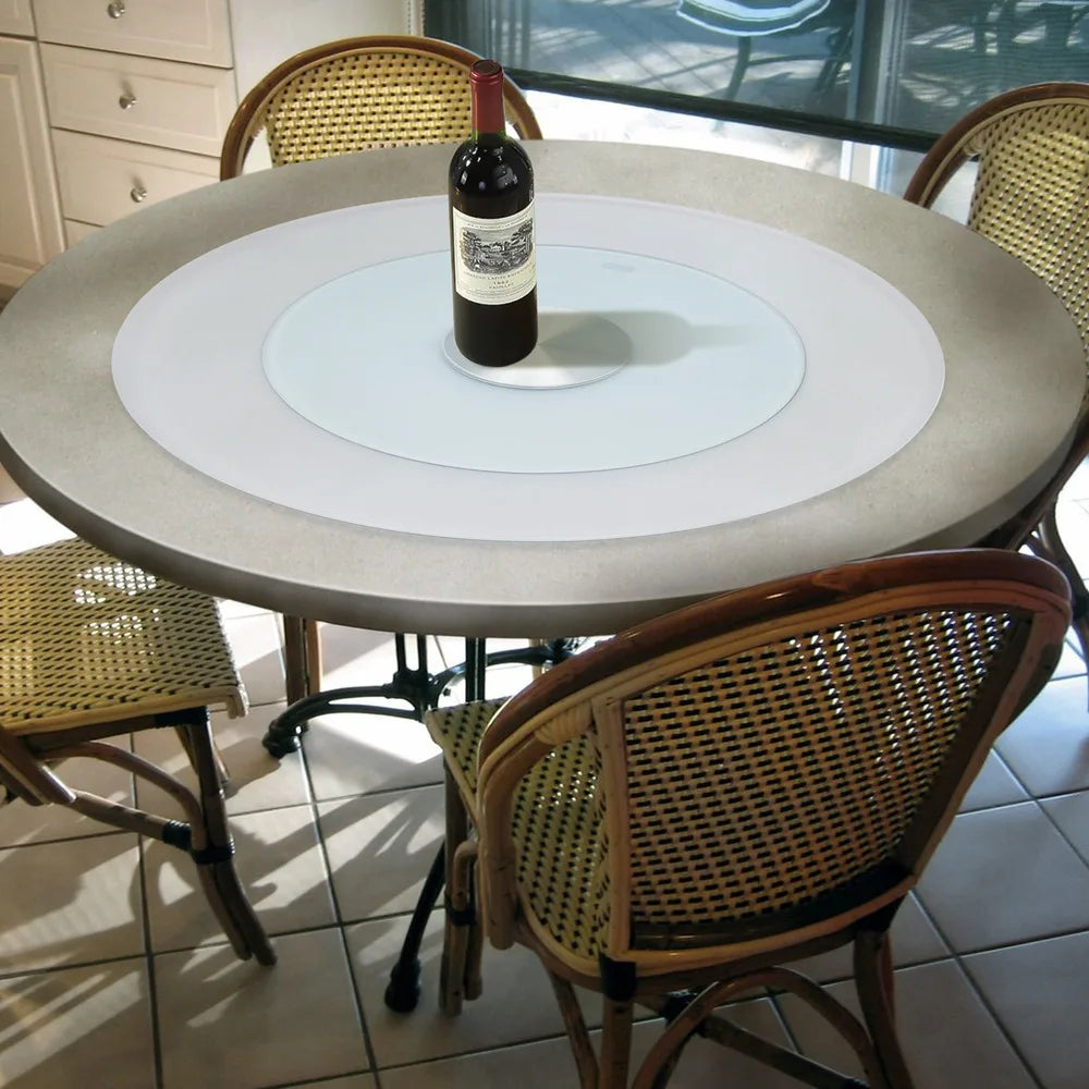 Bymaocar 27.56in Tempered Glass Turntable Clear Dining Round Table Centerpiece Tabletop 360° Rotation W/ 14.96in Large Chassis