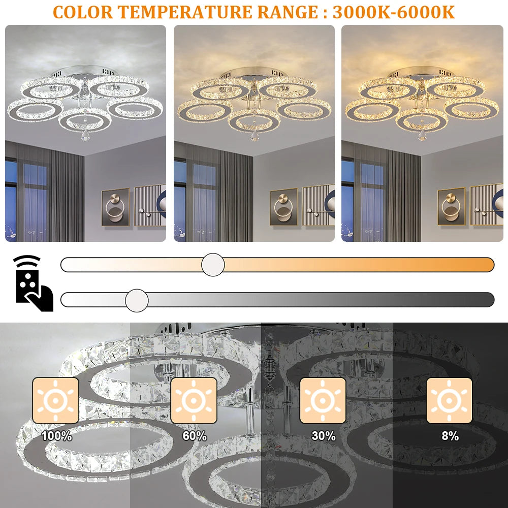 VETRULUS Modern K9 LED Crystal Ceiling Lamp Chandelier Pendant Light