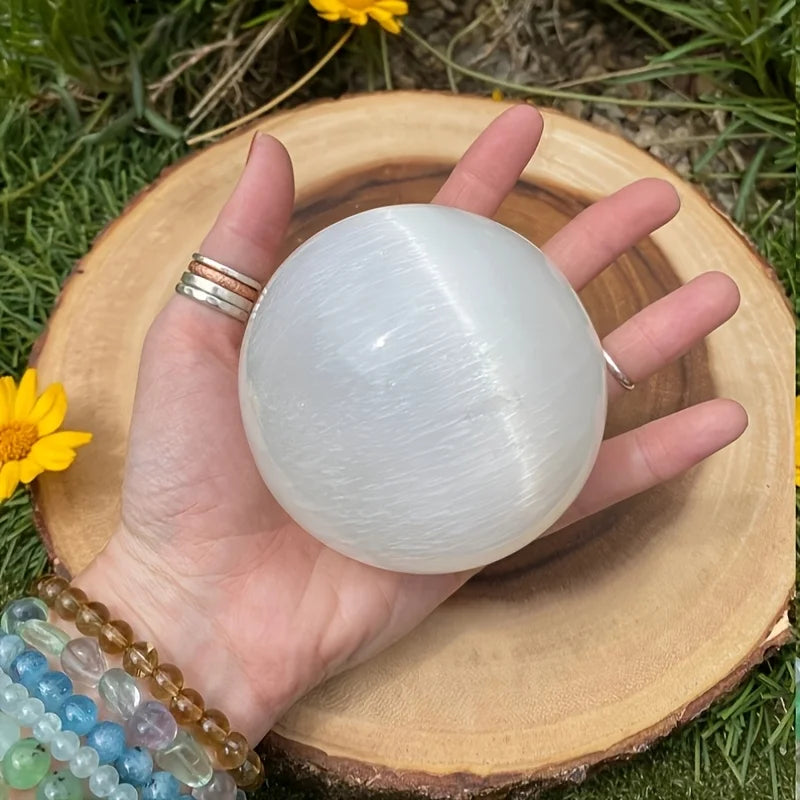 CrystalHola Selenite Sphere Natural Stone Ball For Home Office Decor
