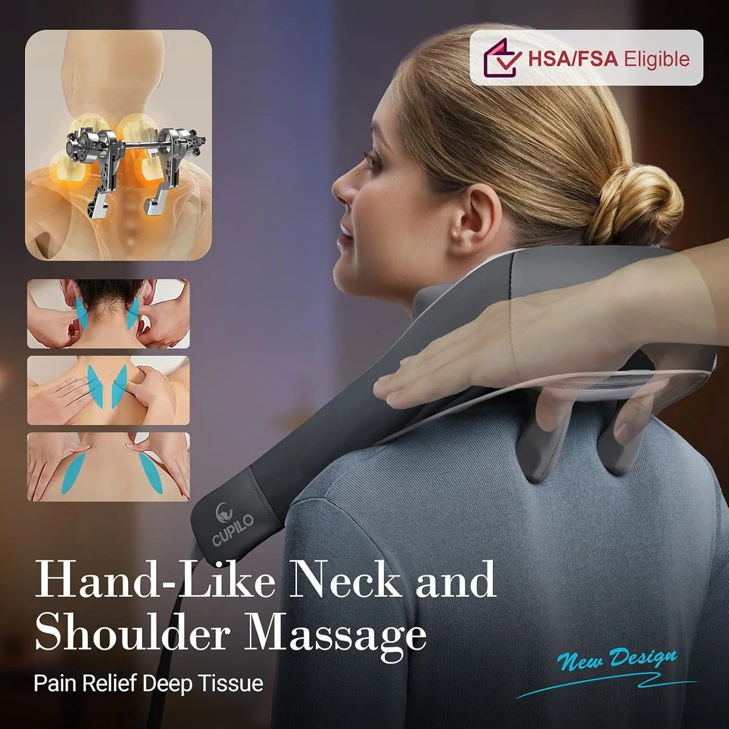 Cordless Neck and Shoulder Massager with Heat, Remote Control, 6D Shiatsu Deep Tissue Pain Relief, Gift for Her