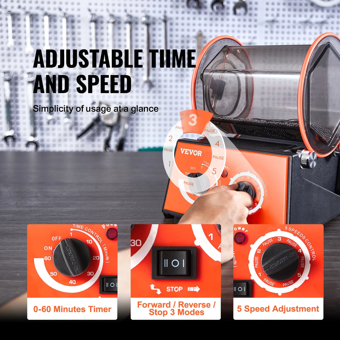 SucceBuy Rotary Tumbler Jewelry Polishing Machine For DIY Gems
