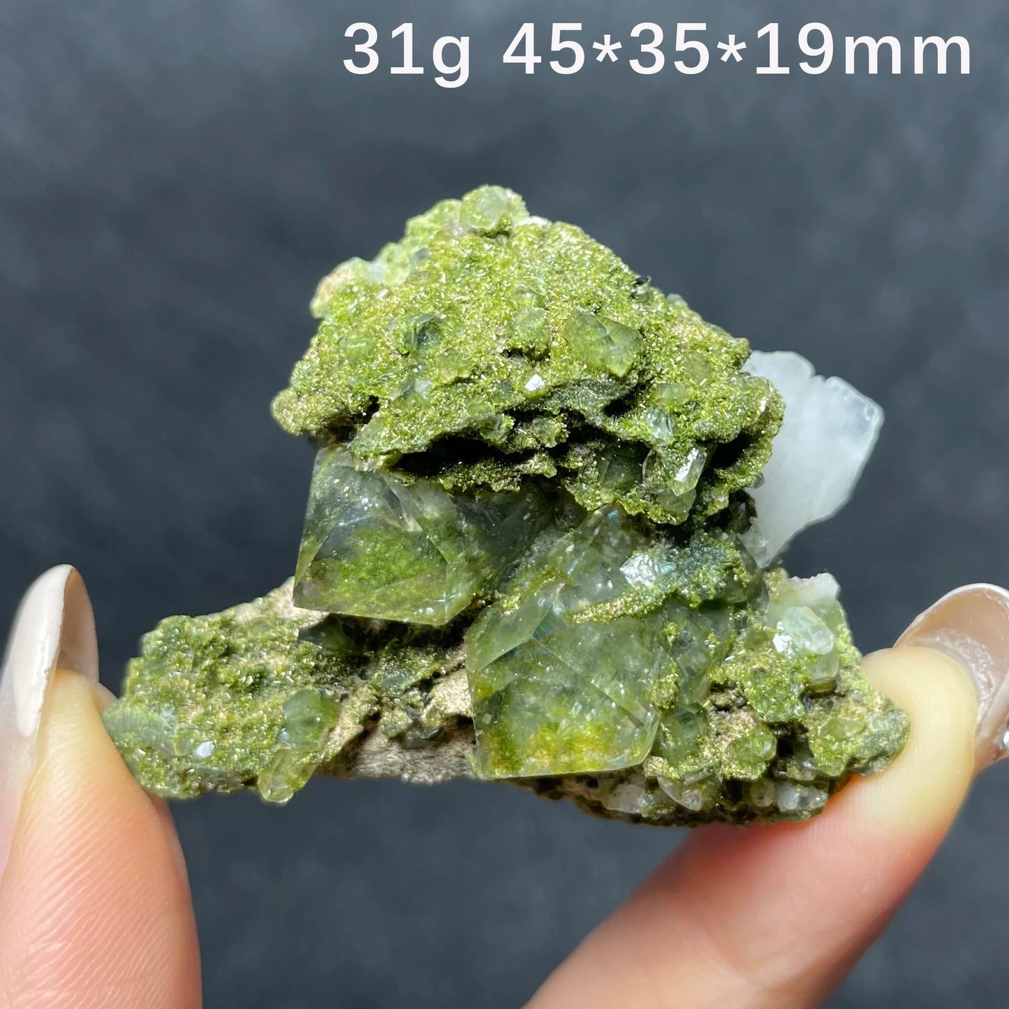 Natural Epidote And Quartz Crystal Specimens Healing Stones Collection