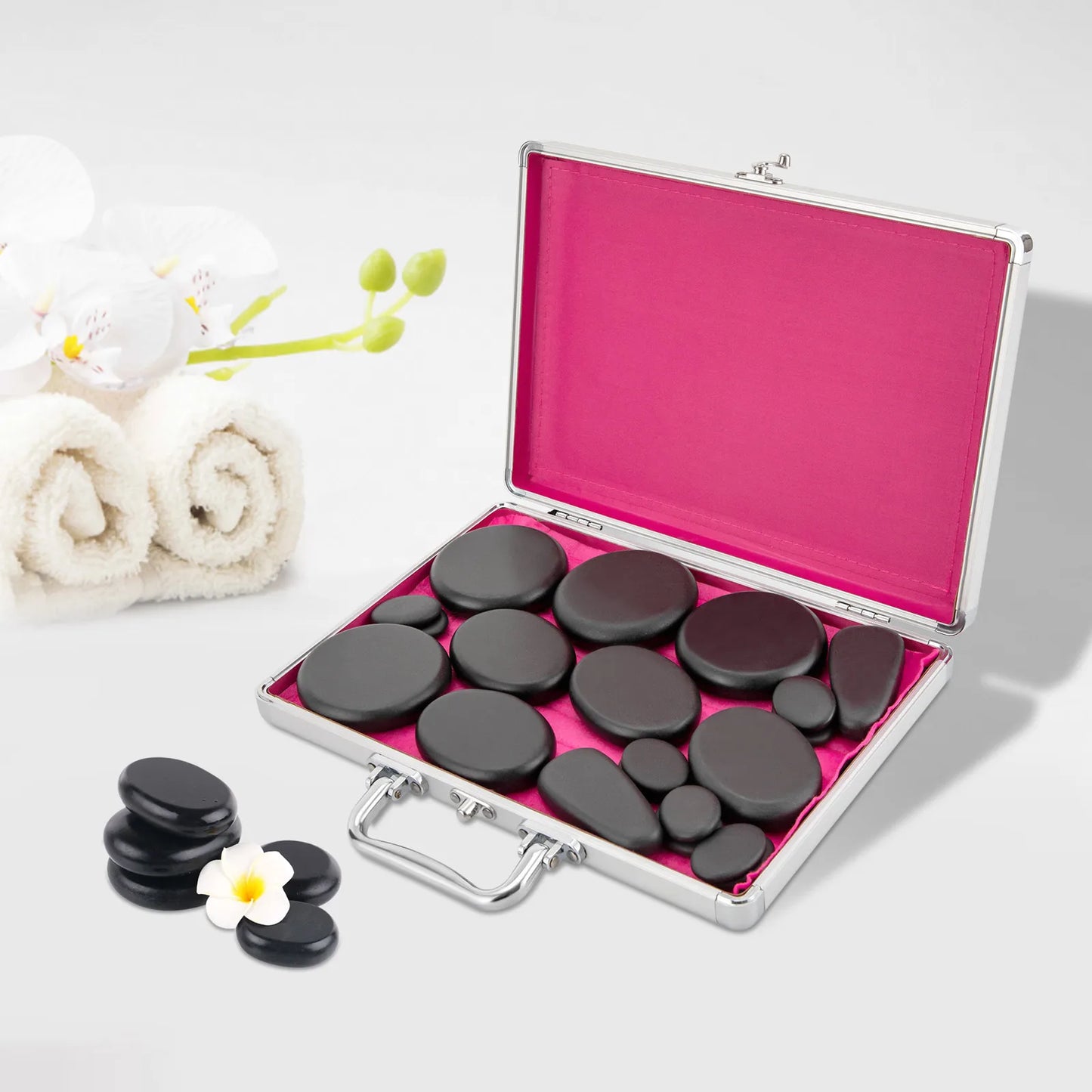 18 Volcanic Rocks Hot Stones Massage Set, 60-70 ℃used Hot Stones Body Massage Set, for Massage, Scraping, Hot Compress