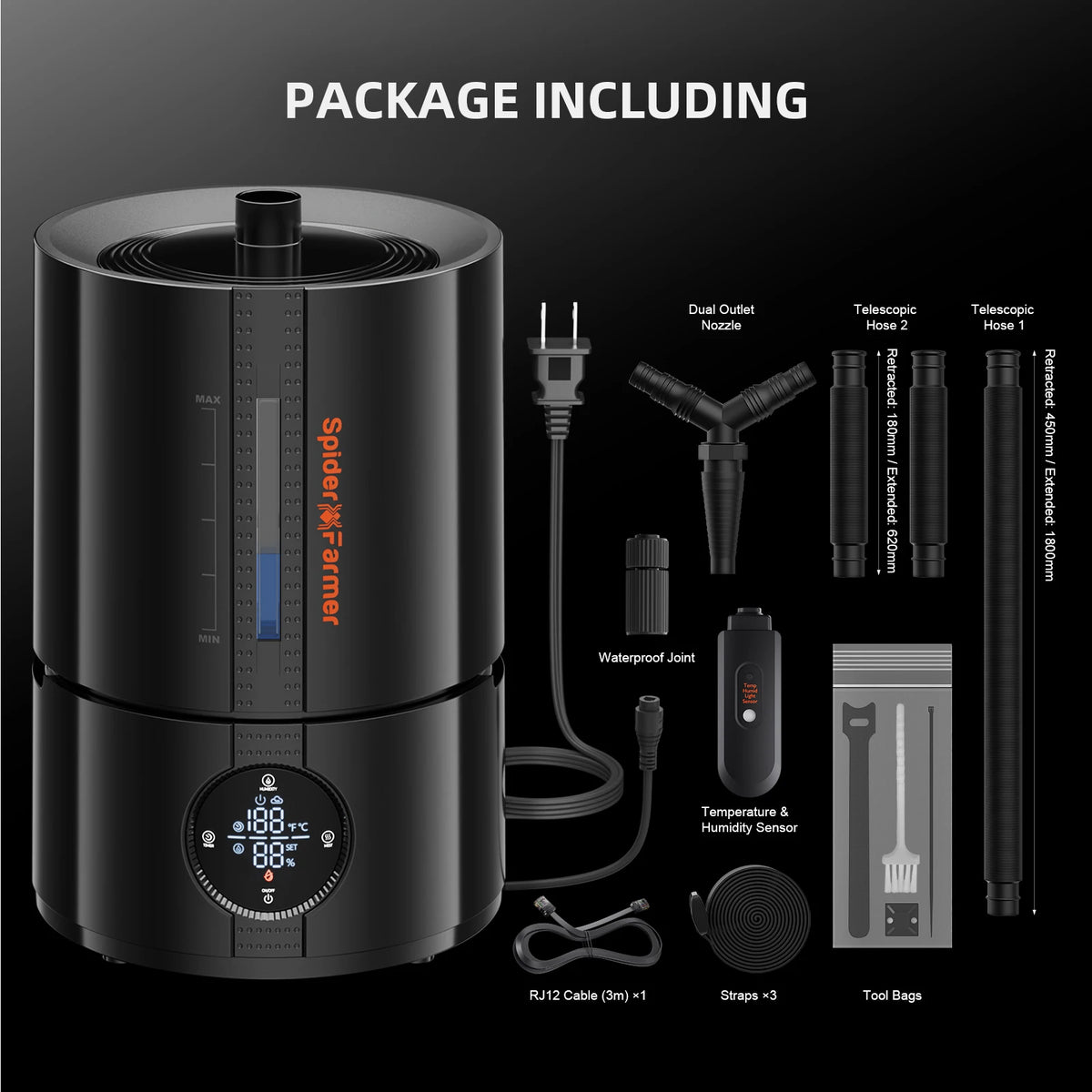 Spider Farmer Ultrasonic Cool Mist Air Humidifier With RJ12 Cable