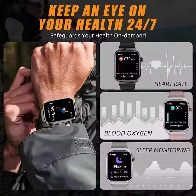 New Nursing Level Blood Pressure Laser Therapy Diagnosis Smart Watch Men Women Clock ECG+PPG Uric Acid Lipid Heart Rate Watches