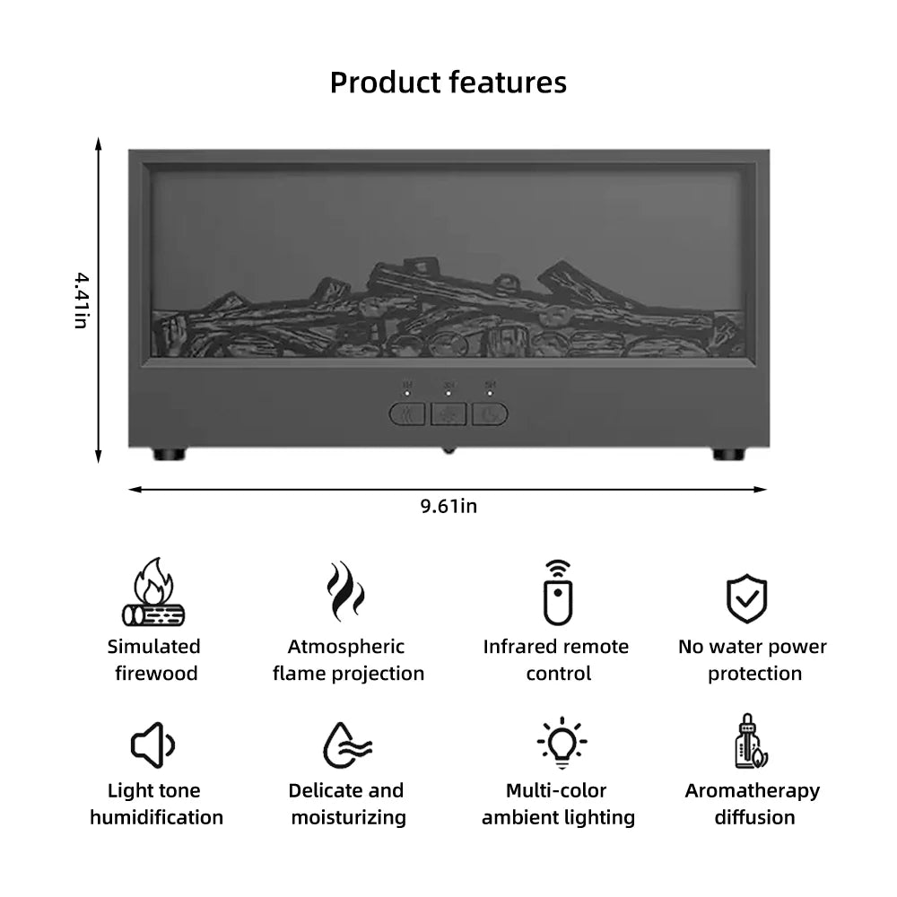DTCTK Flame Aroma Humidifier – Winter Dry Air Relief & Summer Essential Oil Diffuser with Calming Night Light