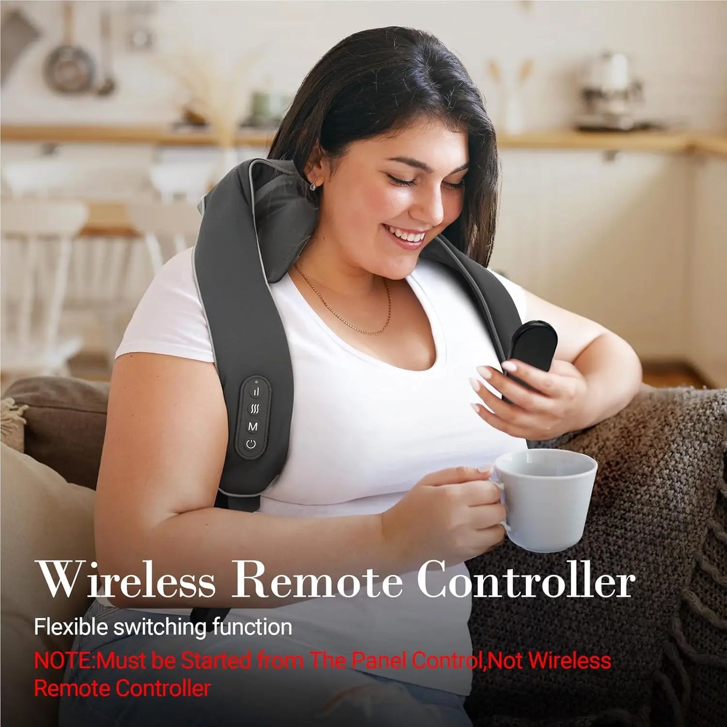 Cordless Neck and Shoulder Massager with Heat, Remote Control, 6D Shiatsu Deep Tissue Pain Relief, Gift for Her