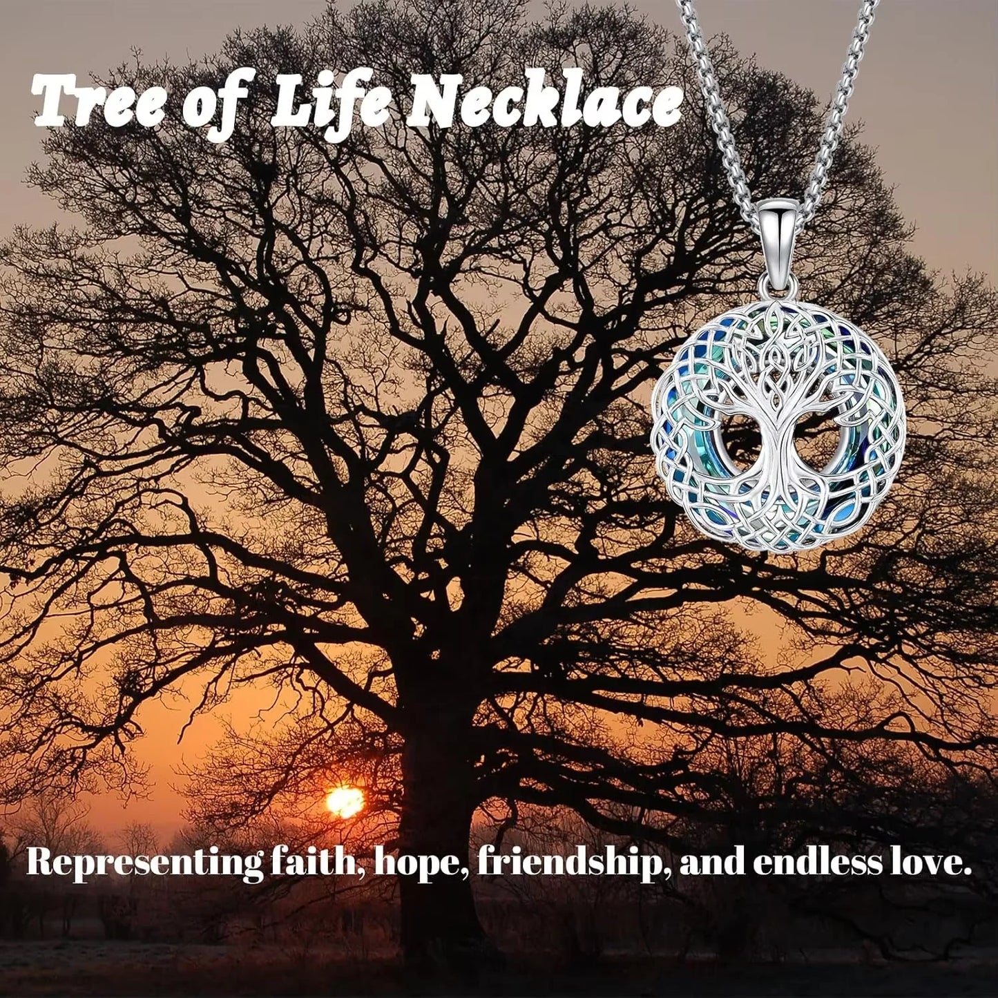 DRINSPER 925 Sterling Silver Tree Of Life Necklace Pendant