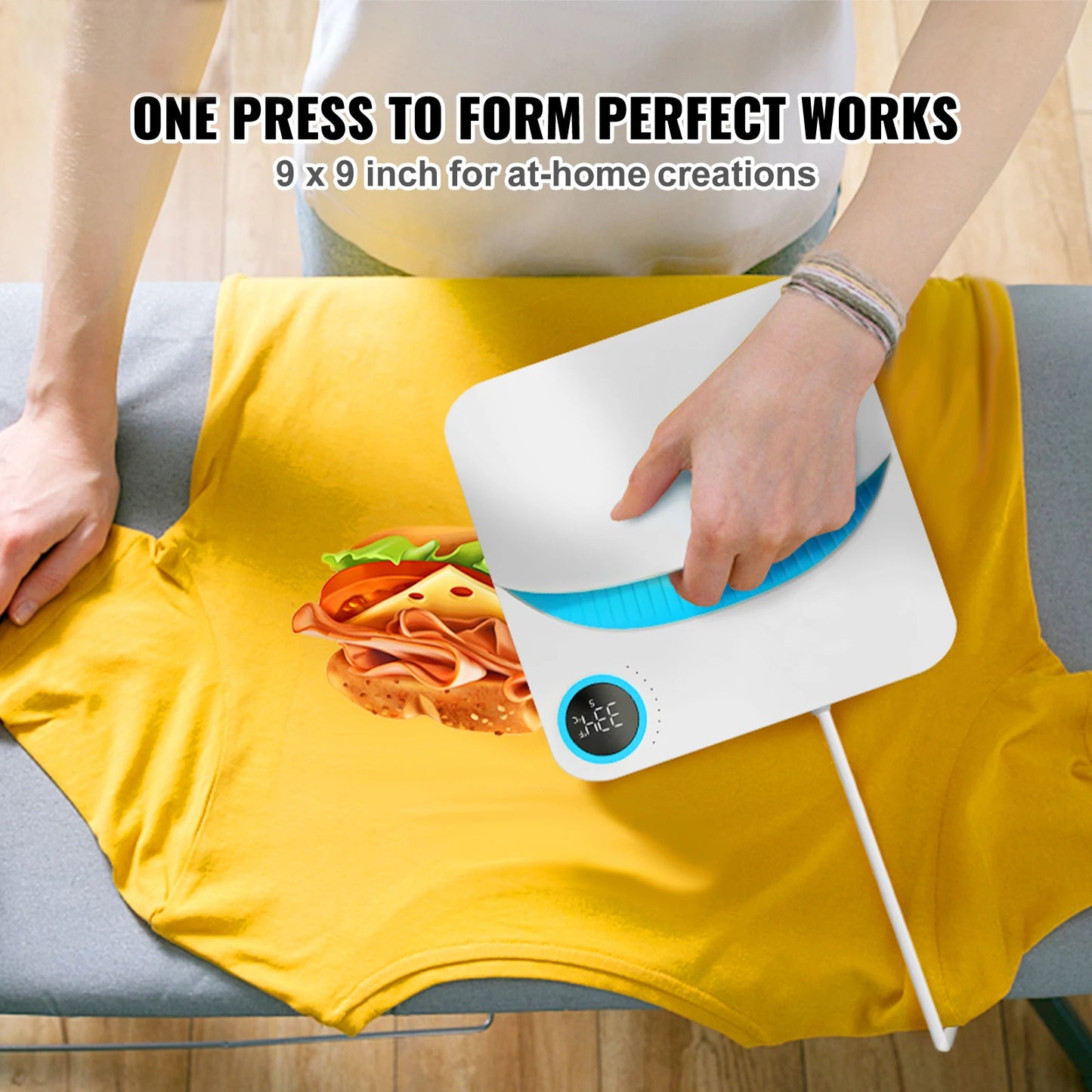 SucceBuy 9x9/12x10 in Portable Heat Press Machine DIY Shirt Printing Multifunctional Sublimation Transfer HTV Vinyl T-shirt Bag
