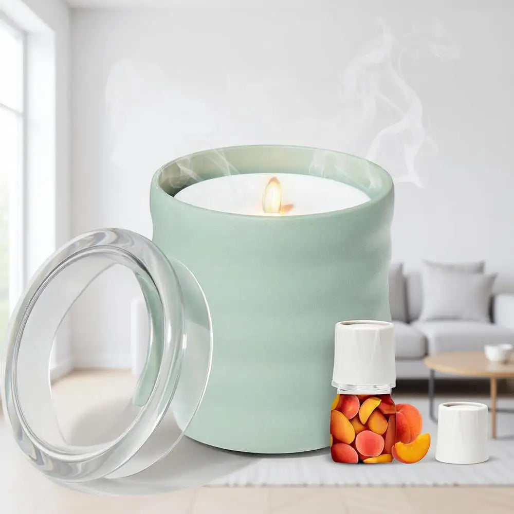Aromatherapy Essential Oil Diffuser with 2 Wick Essential Oil Blends - Cordless & Water Diffuser or Home - Scented Electric Cand