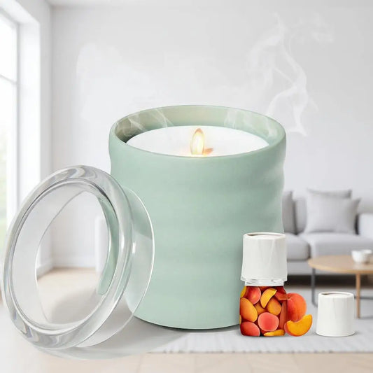 Aromatherapy Essential Oil Diffuser with 2 Wick Essential Oil Blends - Cordless & Water Diffuser or Home - Scented Electric Cand