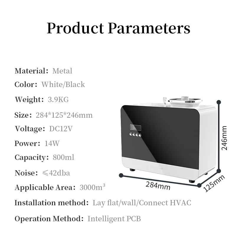 NAMSTE 3000m³ Aroma Diffuser Connected to HVAC Essential Oil Bottle Large Capacity 800ML Home Electric Incense Burner