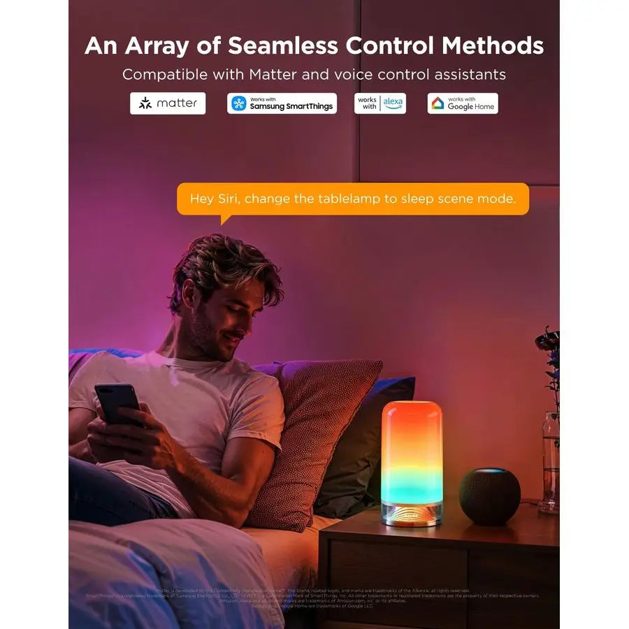 RGBIC Smart Table Lamp 2 Touch Desk Lamp For SmartThings Matter Alexa