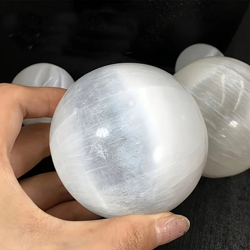 CrystalHola Selenite Sphere Natural Stone Ball For Home Office Decor